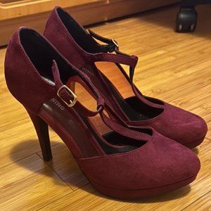 Suede Burgundy High Heels | Size 8.5
